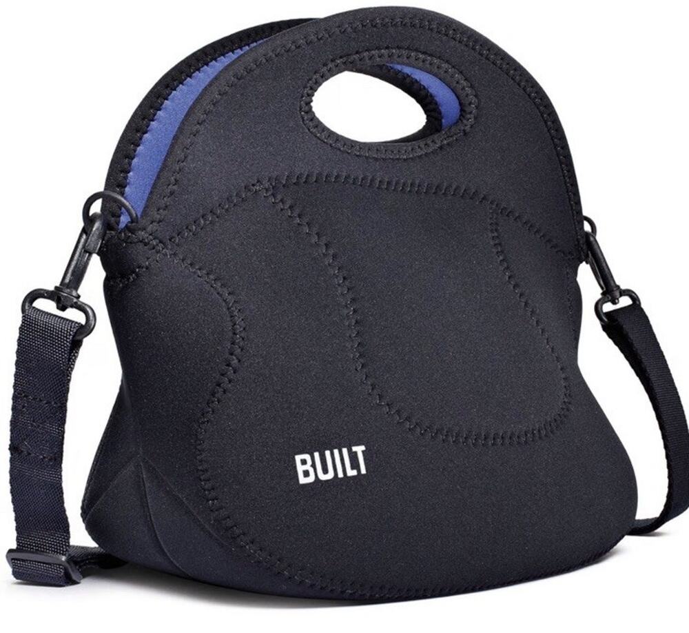 Built Spicy Relish Tote Neoprene Lunch Bag Adjustable Crossbody Solid Black